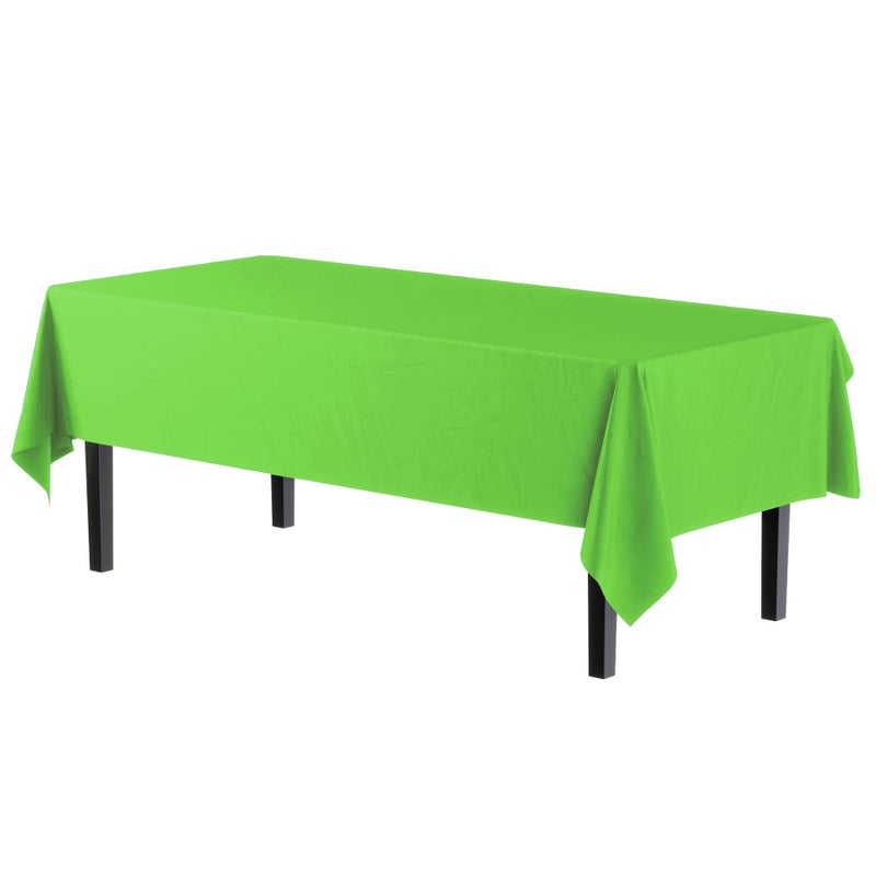 Exquisite 12-Pack Premium Plastic Tablecloth 54in. x 108in. Rectangle Table Cover - Lime Green - Image 2
